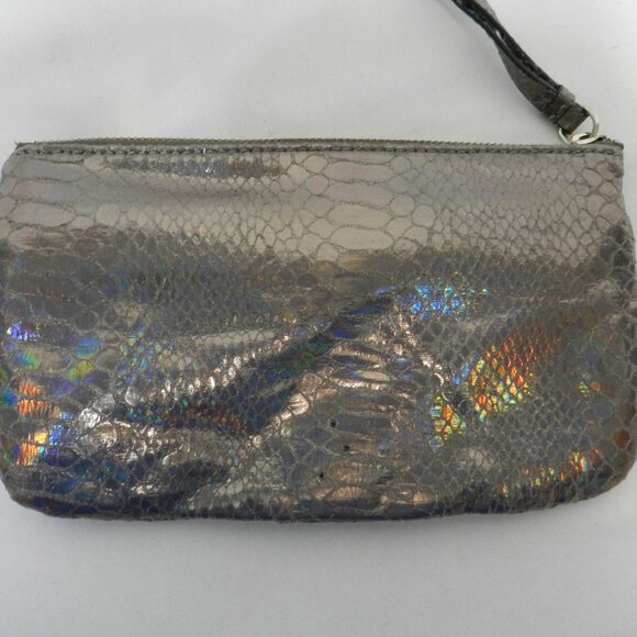 Juicy Couture snake embossed faux leather wristlet purse pouch metallic zip top - Picture 7 of 12